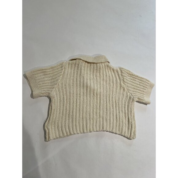 VENROY Crochet Cropped Polo in Off White - Picture 4 of 4